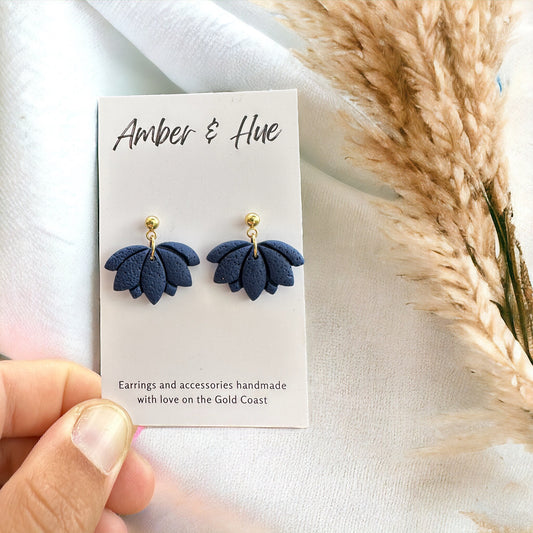 Blue Navy Lotus Small Dangles