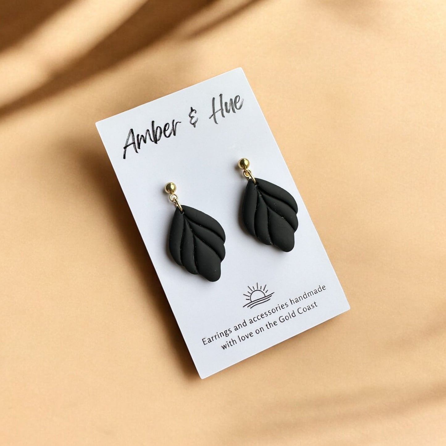 Black Leaf Small Dangle Earrings