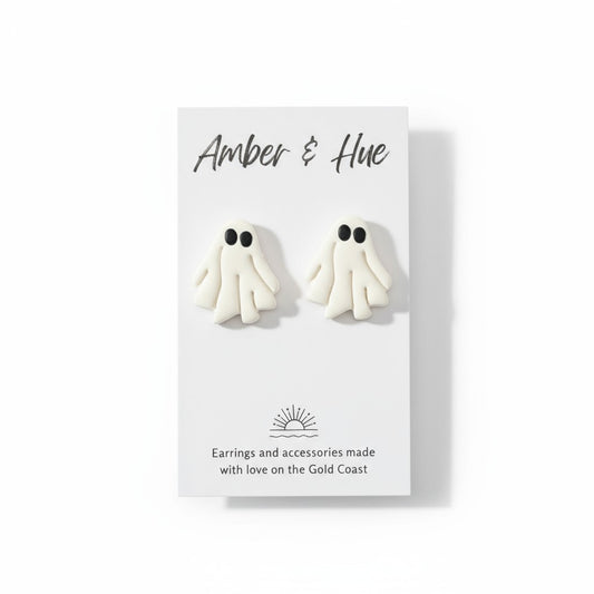 White Ghost Stud Halloween Earrings Set