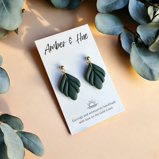 Green Leaf Dangle Earrings
