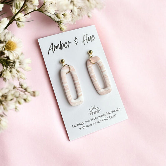 Marbled Pink Rounded Rectangle Earrings
