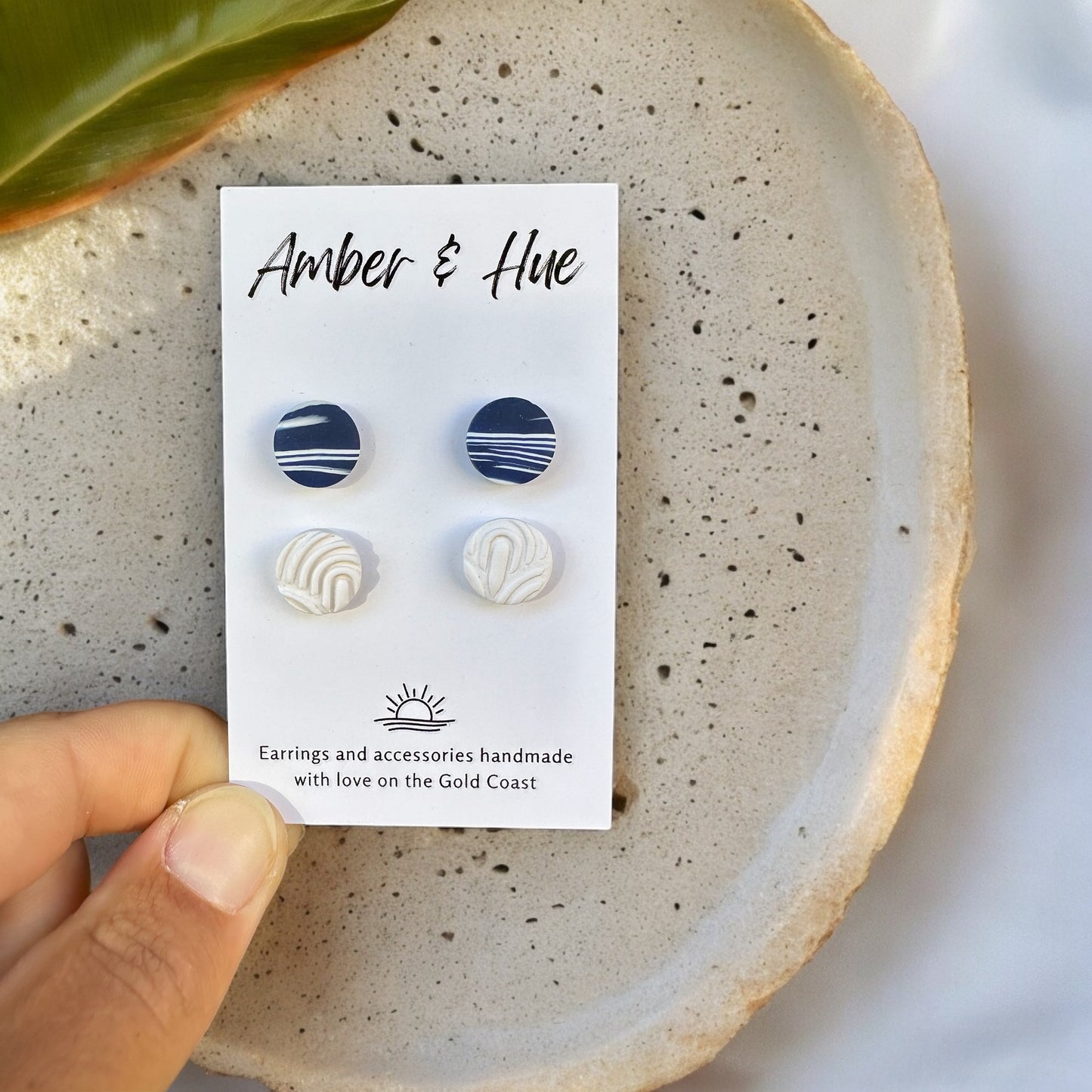 Stud Pack: Marbled Navy Blue and Textured White
