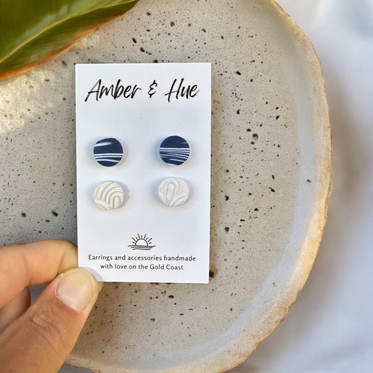 Stud Pack: Marbled Navy Blue and Textured White