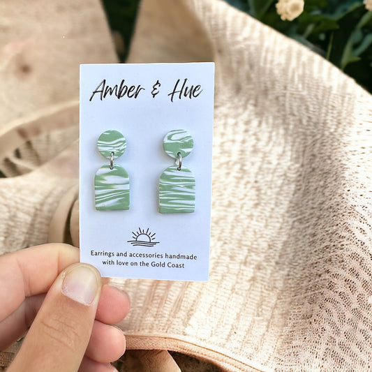 Green and White Small Arch Dangles