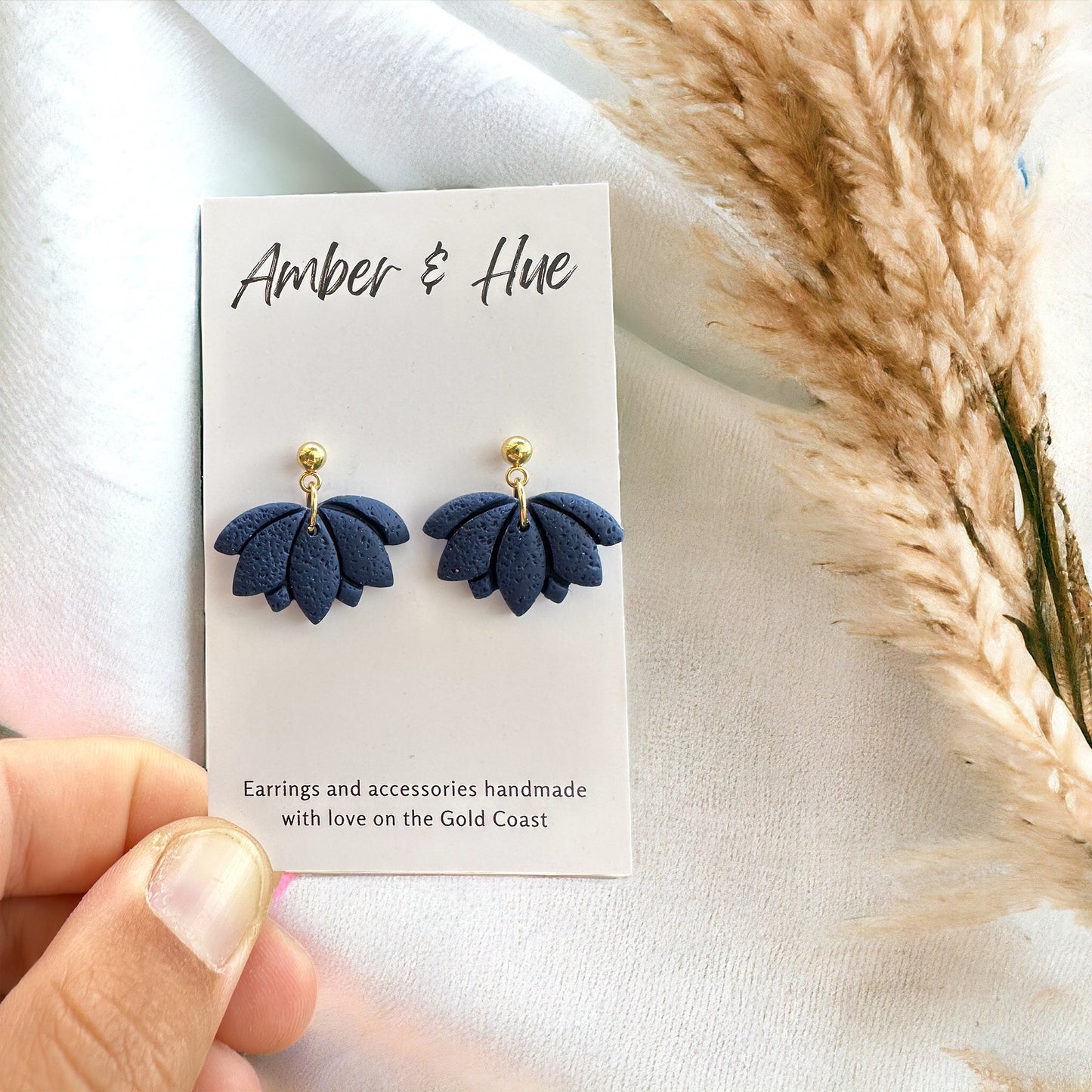 Blue Navy Lotus Small Dangles