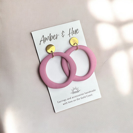 Pink and Gold Large Hoop Earrings