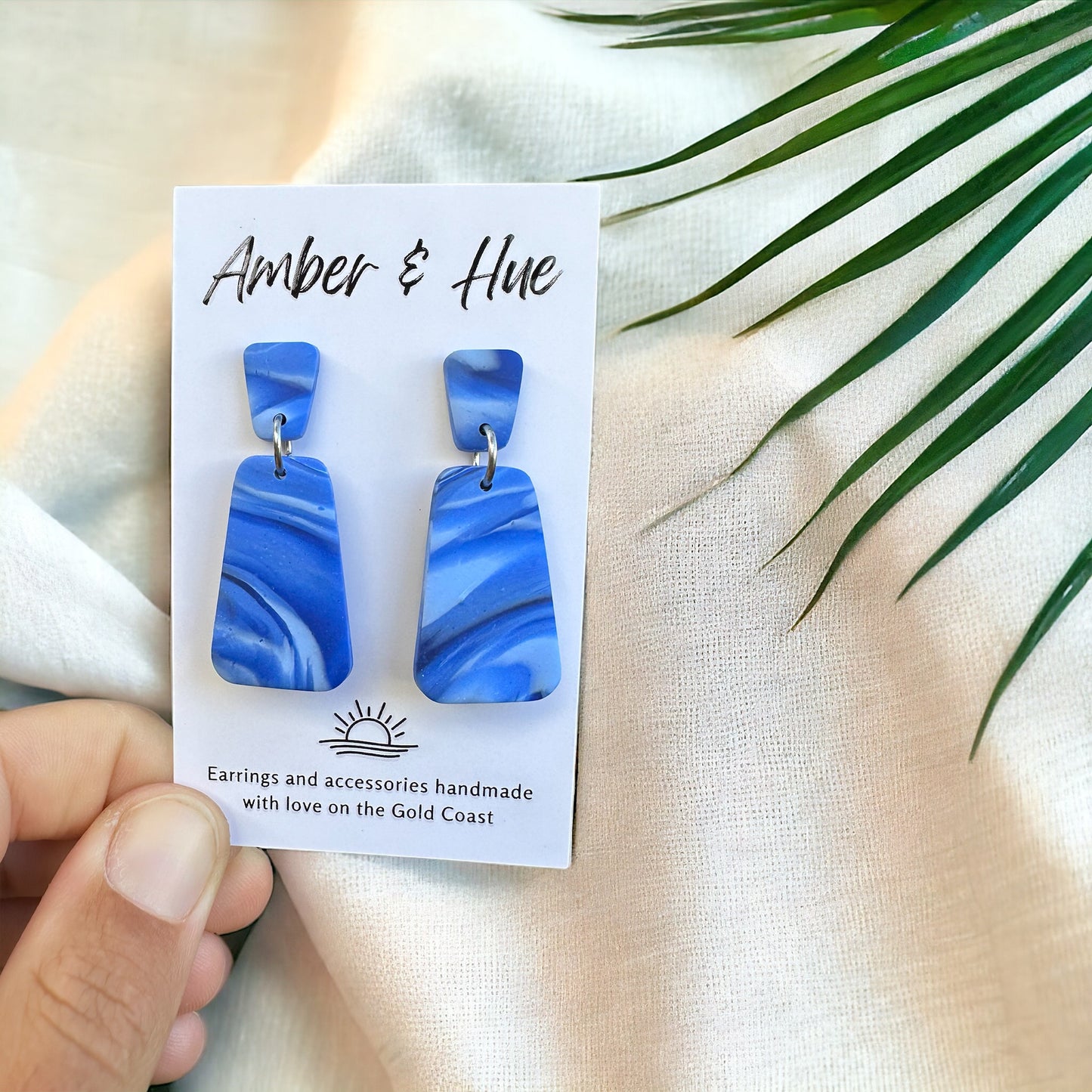 Ocean Blue Swirl Dangle Earrings