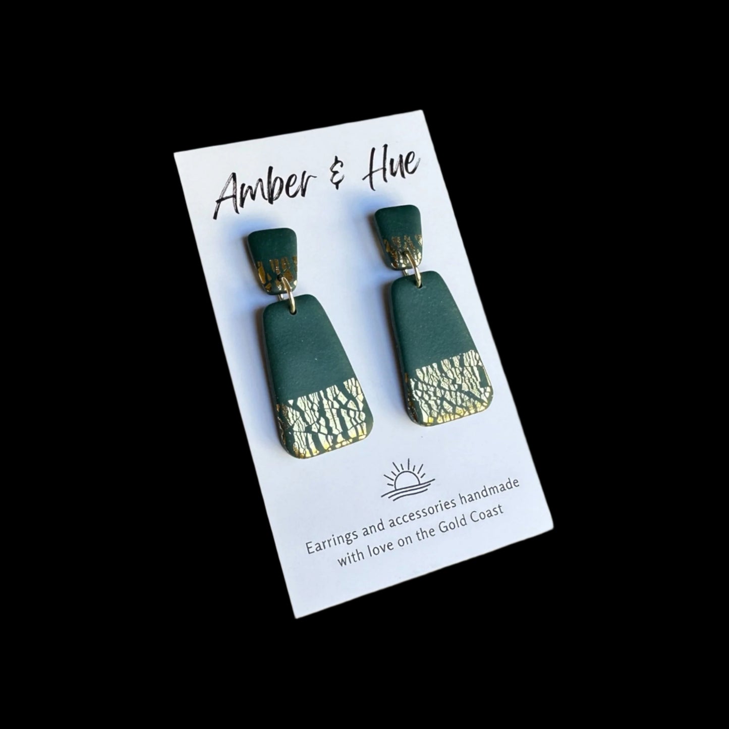Green and Gold Dangle Earrings