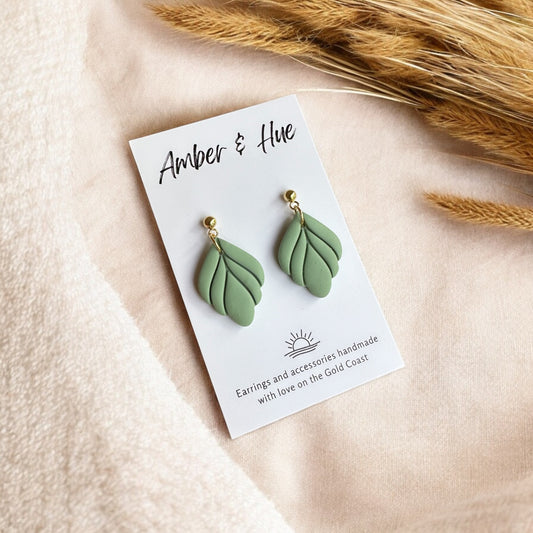 Light Green Leaf Shaped Dangle Earrings