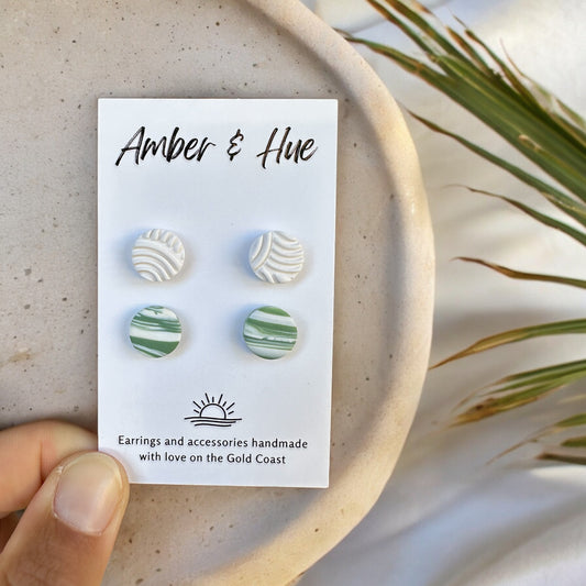 Stud Pack: Textured White and Marbled Green