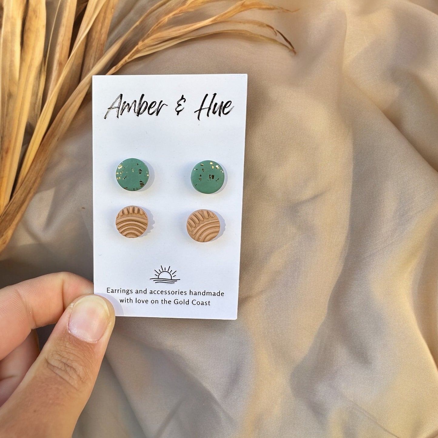 Stud Pack: Green Gold and Textured Beige