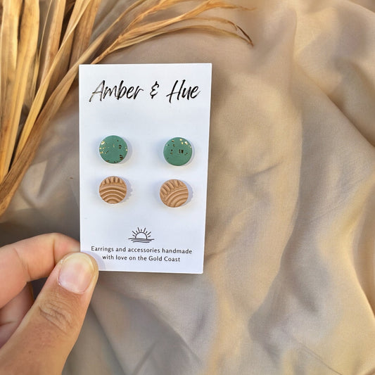 Stud Pack: Green Gold and Textured Beige