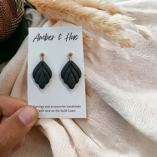 Black Leaf Small Dangle Earrings