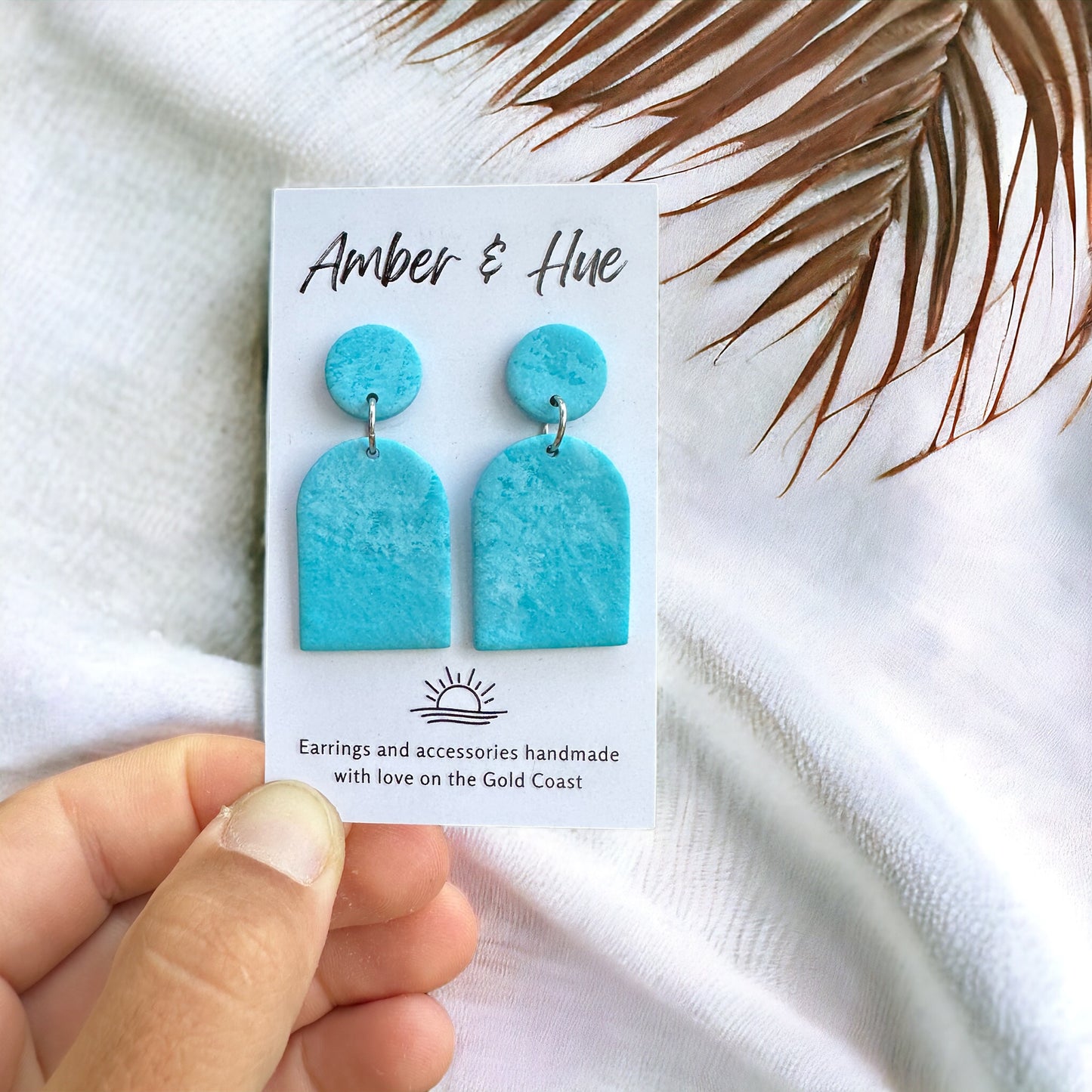 Ocean Aqua Arch Dangle Earrings