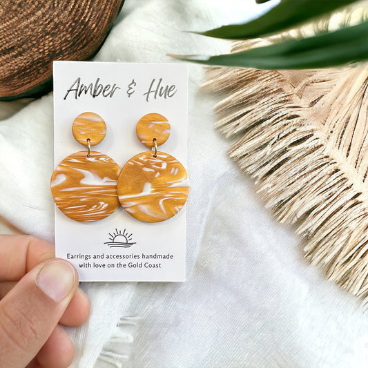 Swirling Gold Round Dangle Earrings