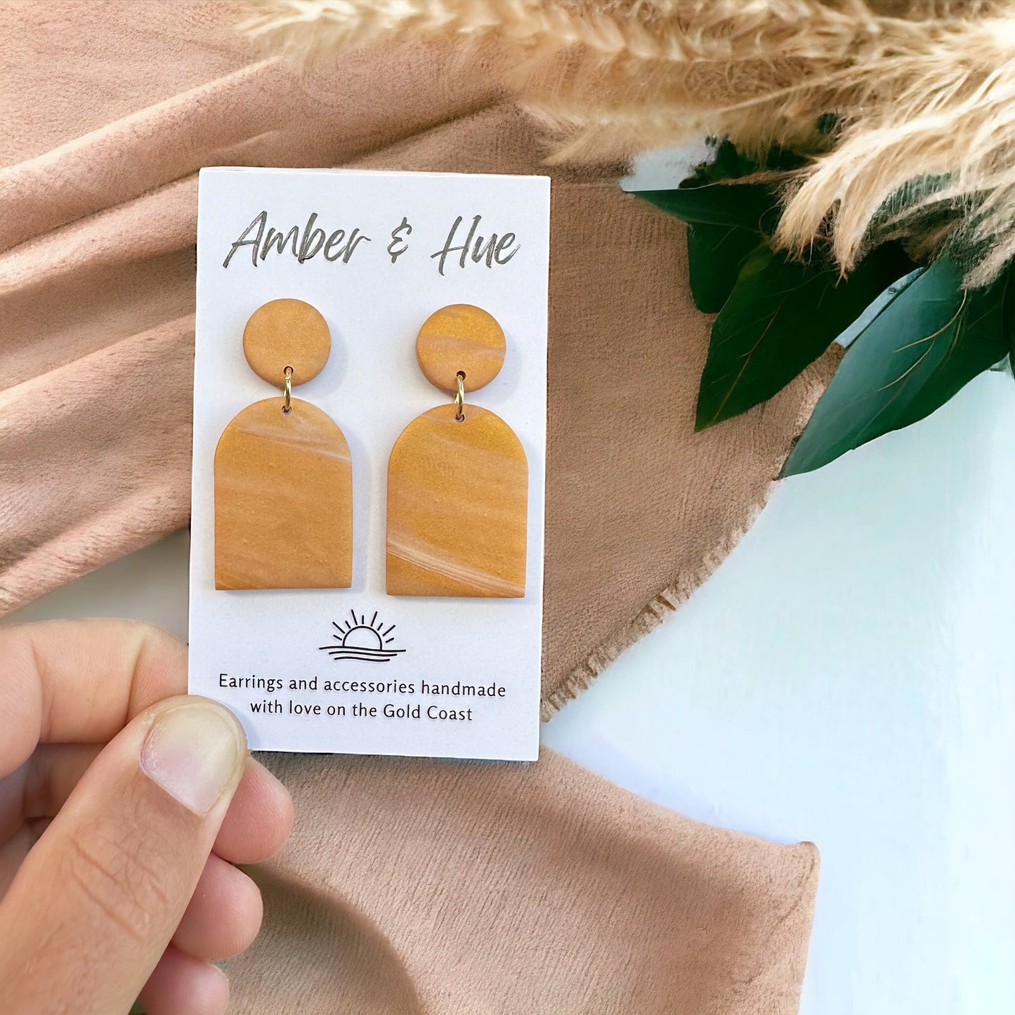Arch Golden Dangle Earrings