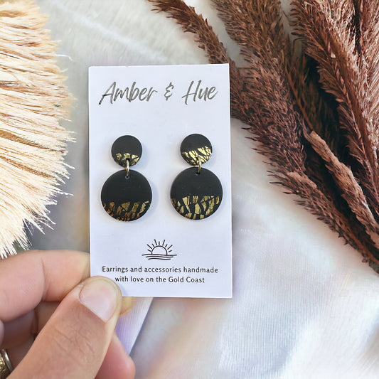 Black and Gold Small Round Dangles