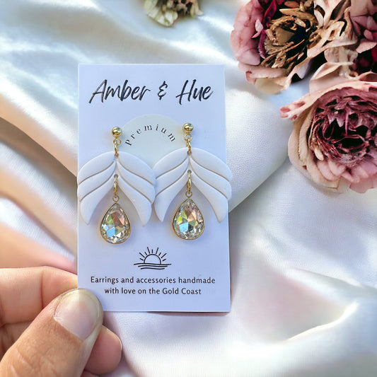Crystal White Rhinestone Dangle Earrings