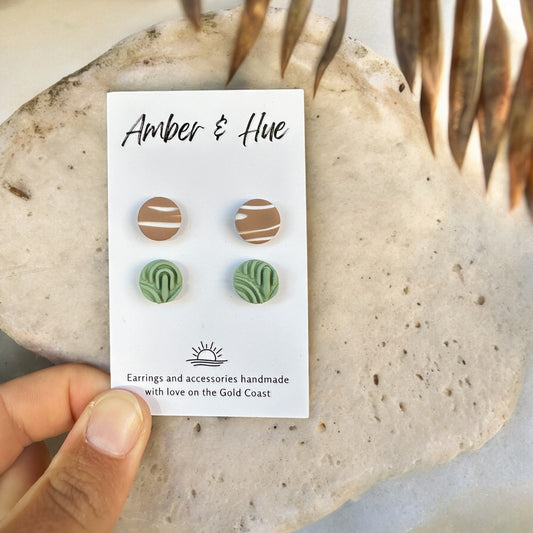Stud Pack: Marbled Beige and Textured Green