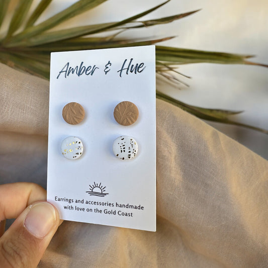 Stud Pack: Beige and White Gold