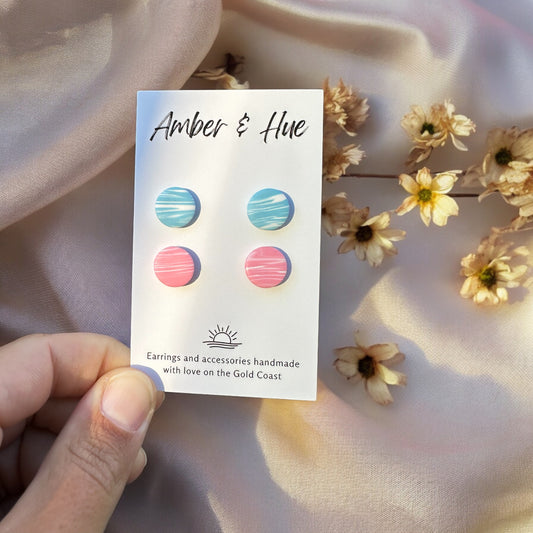 Stud Pack: Marbled Aqua and Pink