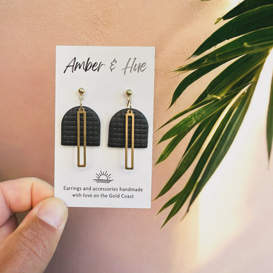 Arch Black and Gold Dangle Earrings